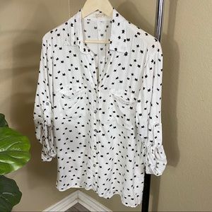 Just Living brand Black cat button up blou…